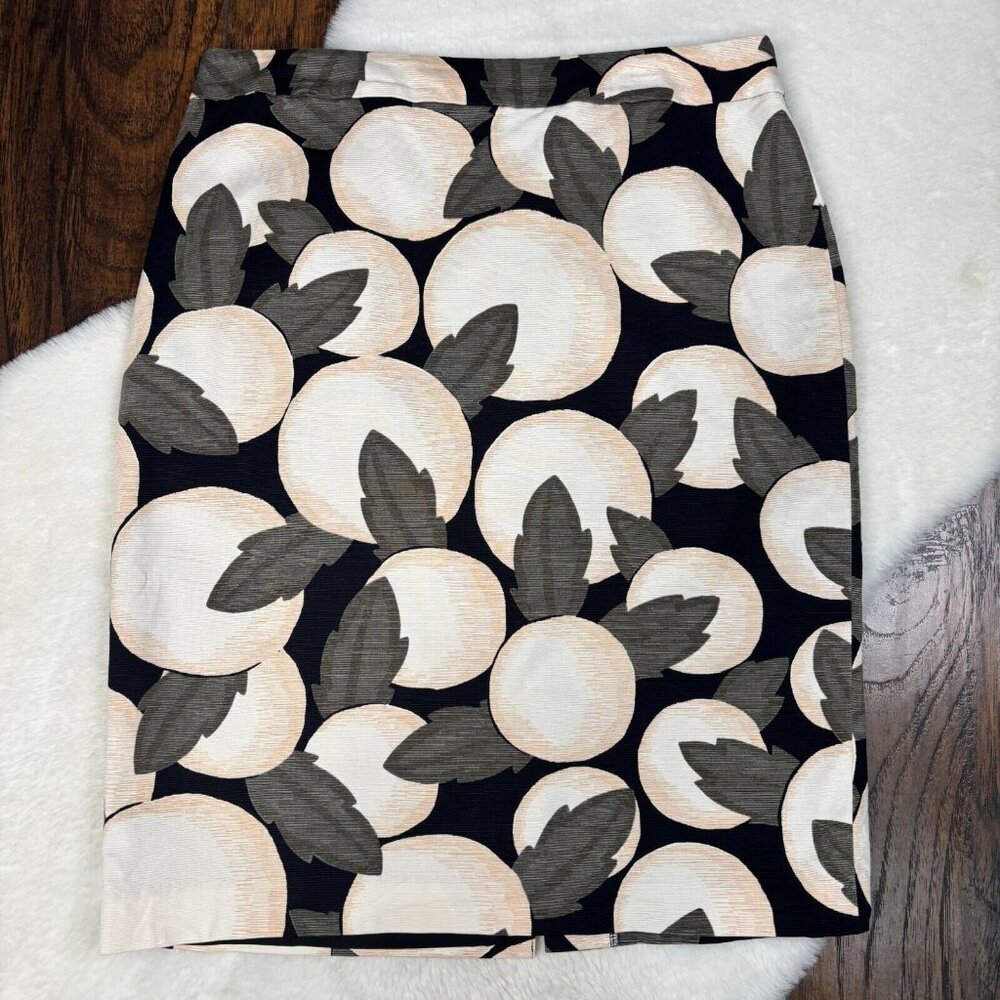 Ann‎ Taylor Pencil Skirt 8 Navy Blue Peach Work Career Women's